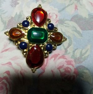 Jay Strongwater Cabochon Maltese Cross Pendant
